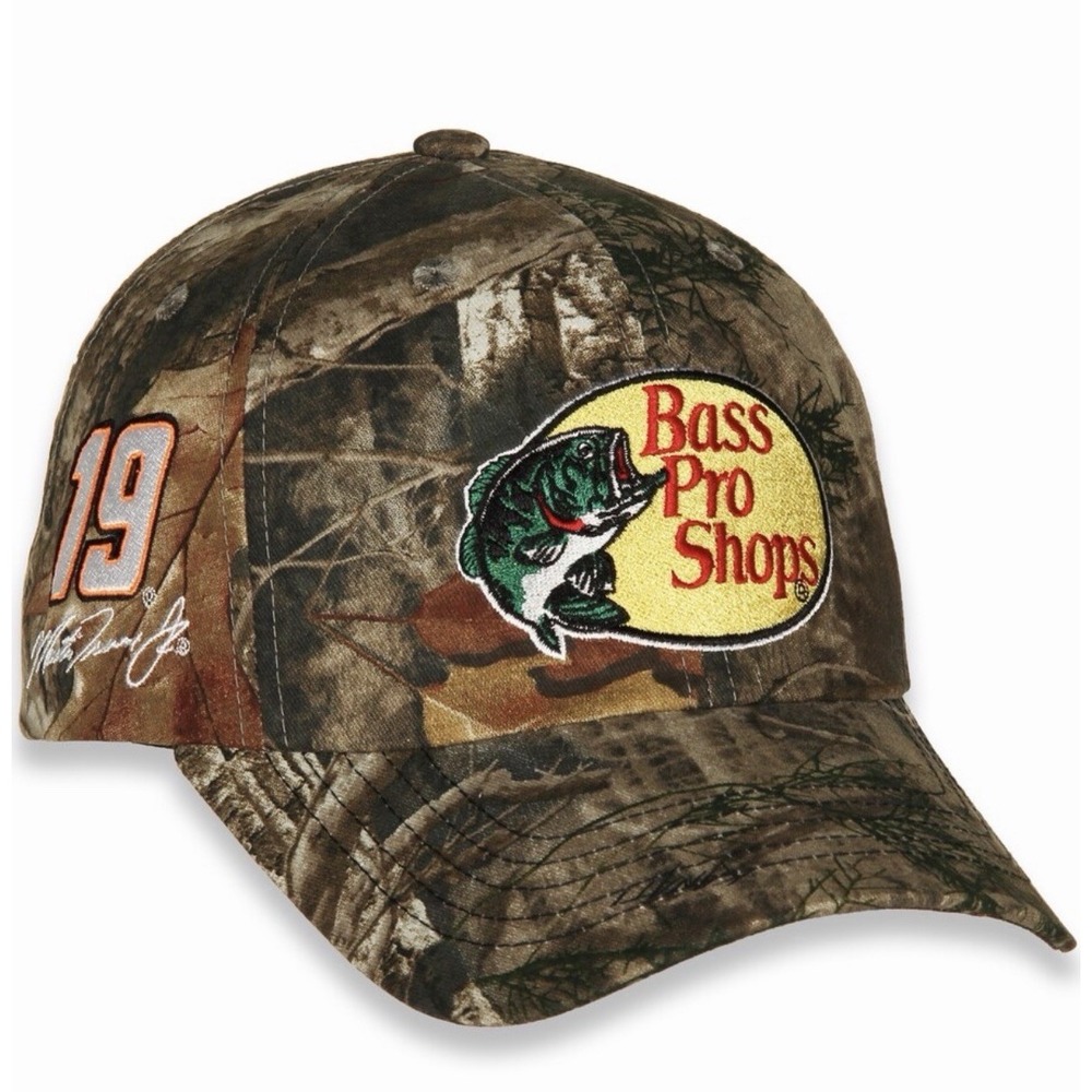 RARE Martin Truex Joe Gibbs Racing Team Bass Pro Patriotic Camo Snapback Hat USA